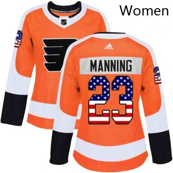Womens Adidas Philadelphia Flyers 23 Brandon Manning Authentic Orange USA Flag Fashion NHL Jersey